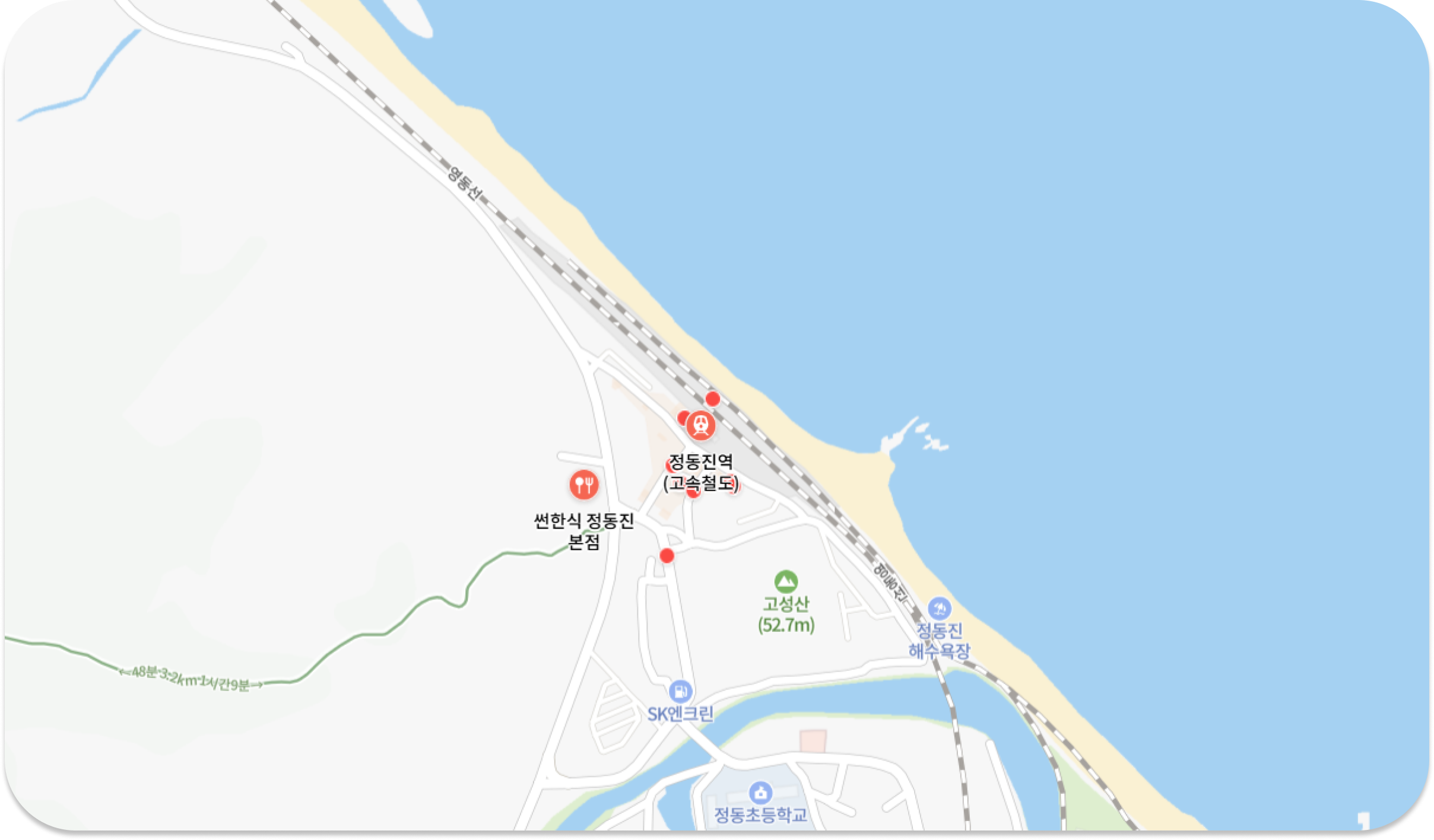 정동진역 & 바다열차 지도