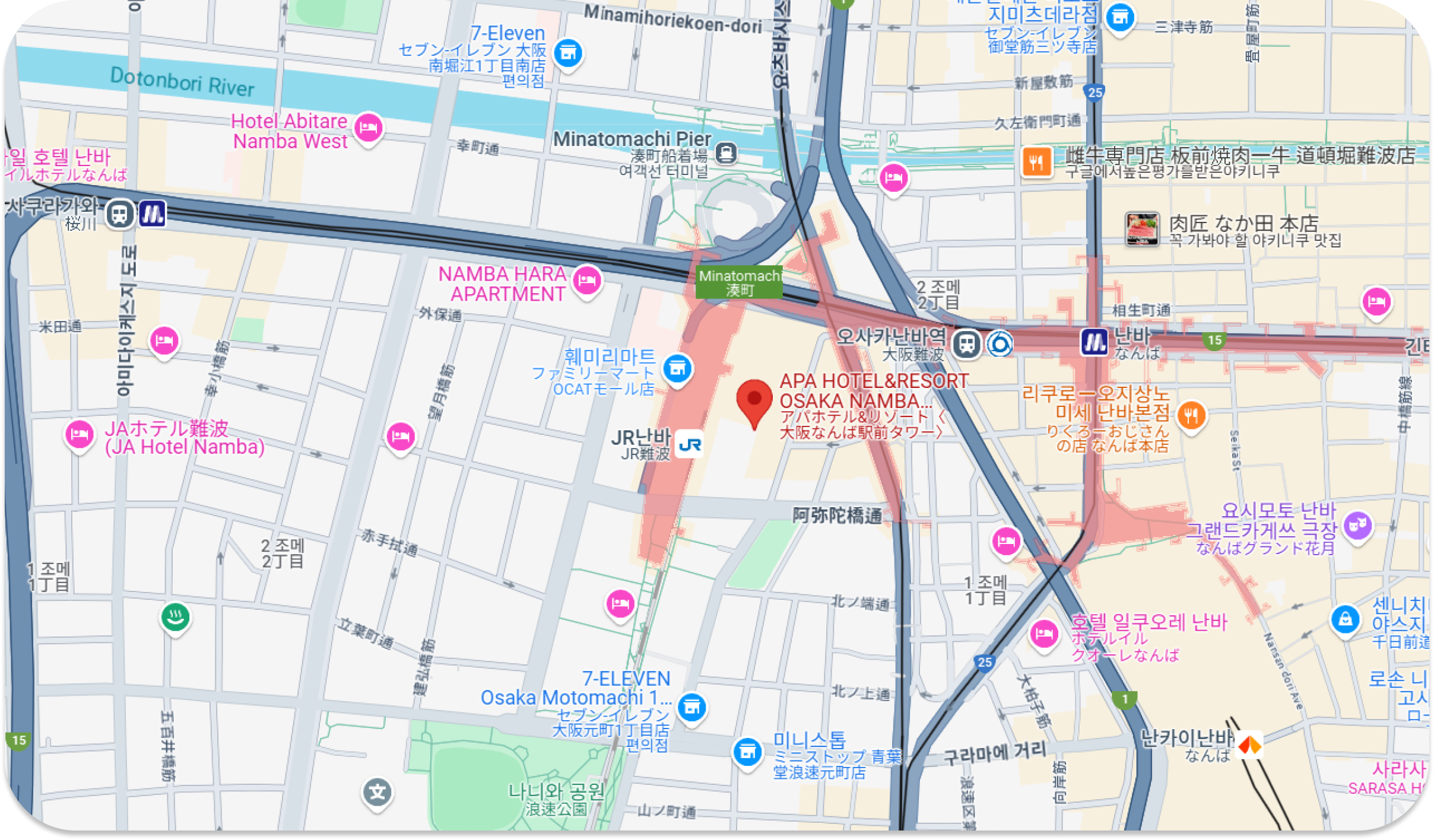 APA 호텔 앤 리조트 오사카 난바 에키마에 타워 위치